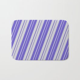 [ Thumbnail: Light Grey and Slate Blue Colored Striped Pattern Bath Mat ]