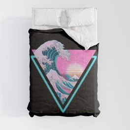 Vaporwave Aesthetic 80's 90's Retro Great Wave Off Kanagawa Comforter