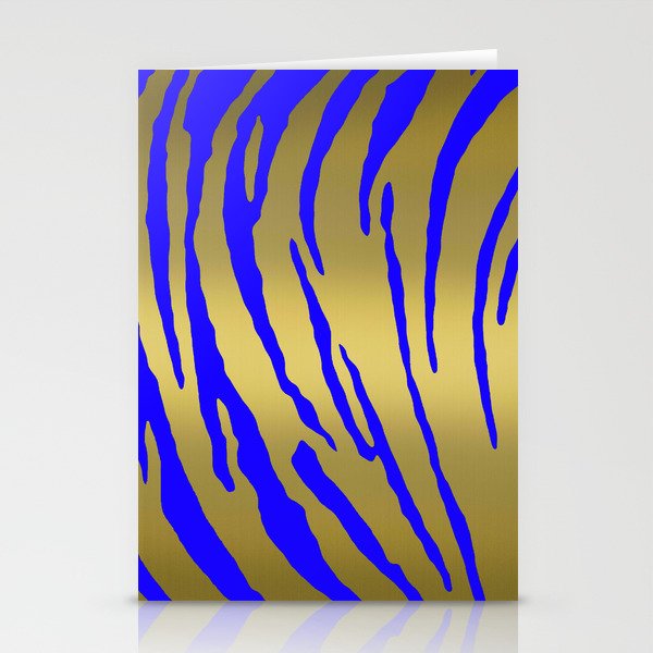 Gold Tiger Stripes Blue Stationery Cards