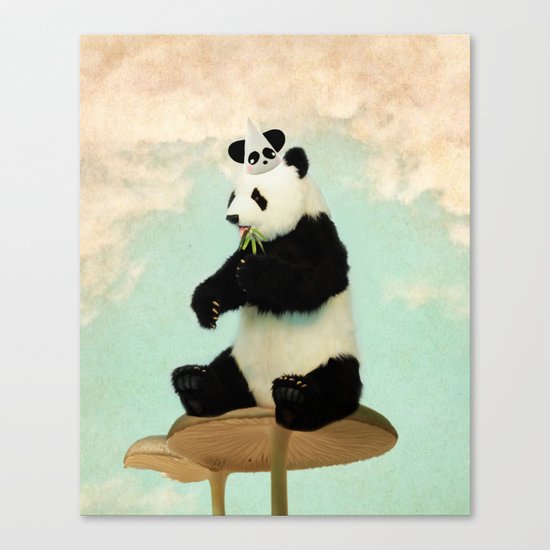 Wild Mushroom Panda Party Canvas Print
