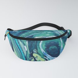 For Jayden: I colorful abstract painting in greens, purple, and blue by Alyssa Hamilton Art Fanny Pack