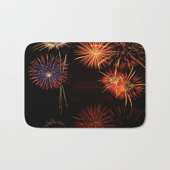 Fireworks Reflection In Water - OLena Art Bath Mat