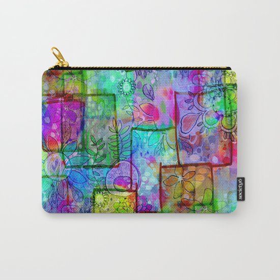 Rainbow Floral Doodle Carry-All Pouch