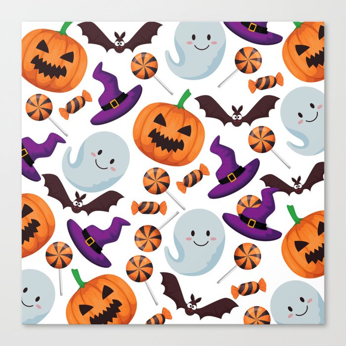 Happy Halloween Pattern Background Canvas Print