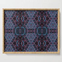 Liquid Light Series 61 ~ Blue & Red Abstract Fractal Pattern Serving Tray