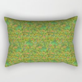 Modern village Green Grass Flowers Botanical Pattern Rectangular Pillow