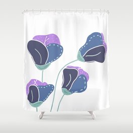 Purple and Blue Abstract Reaching Flowers Shower Curtain