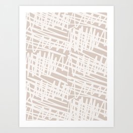 Scribbled Impatience | Neutral Line Pattern Art Print