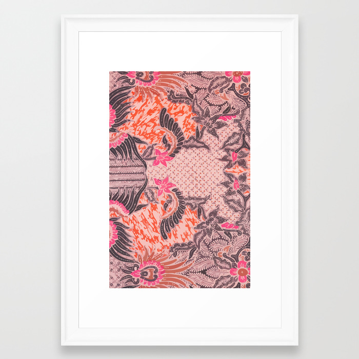 Bali Batik Pink Orange Framed Art Print By Wamtees Society6