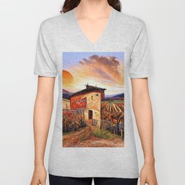 Landscapes of Tuscany V Neck T Shirt