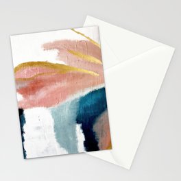 Exhale: a pretty, minimal, acrylic piece in pinks, blues, and gold Stationery Card