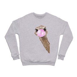 Sneaky Ostrich with Bubble Gum in Pink Crewneck Sweatshirt
