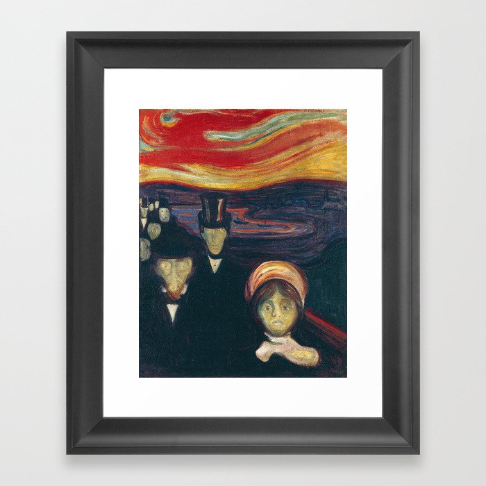 Edvard Munch Anxiety Angst Framed Art Print