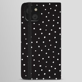 Minimal- Small white polka dots on black - Mix & Match with Simplicty of life iPhone Wallet Case