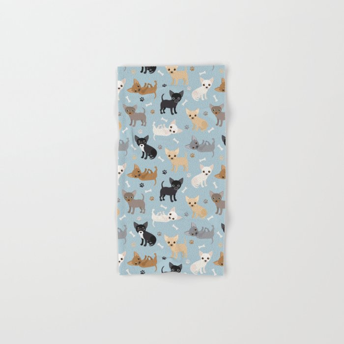 Chihuahua Dog Paws and Bones Pattern Hand & Bath Towel