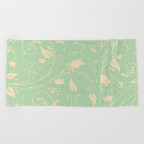 Vintage victorian flower pattern Beach Towel