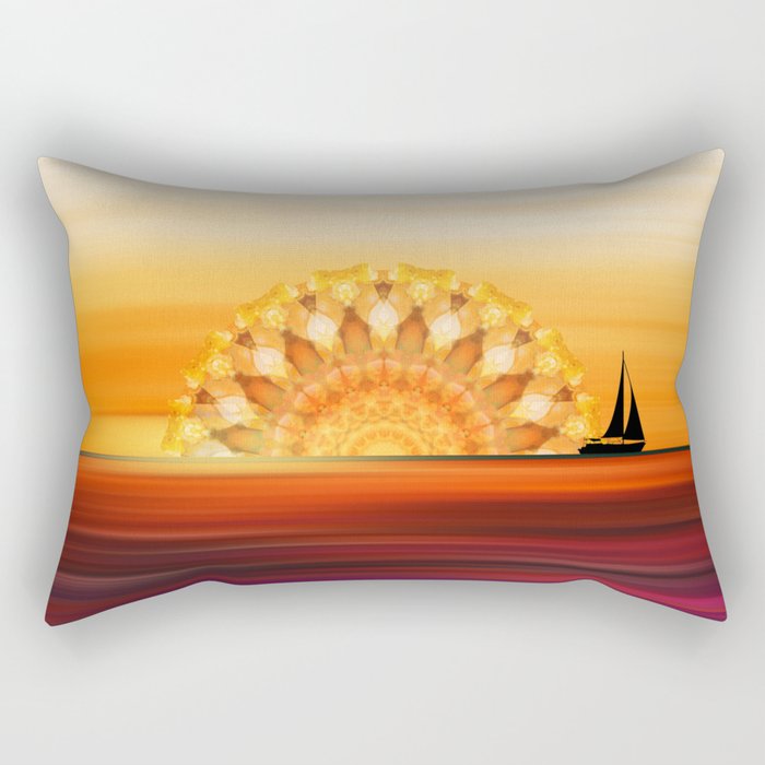 Sunset Sail - Warm Sunset Beach Art Rectangular Pillow