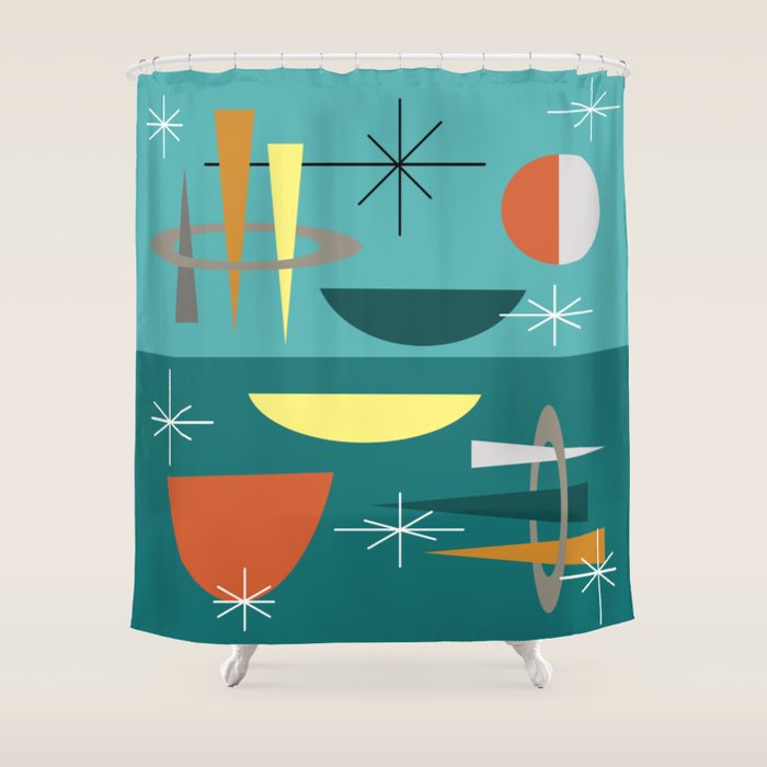 Turquoise Mid Century Modern Shower Curtain by Kay Cordingly Society6