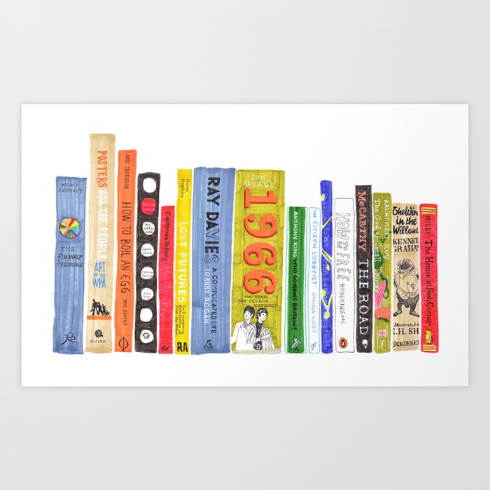 Bookshelf Rainbow Art Print