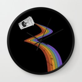 Coffee Cup Rainbow Pour // Abstract Barista Wall Hanging Artwork Graphic Design Wall Clock