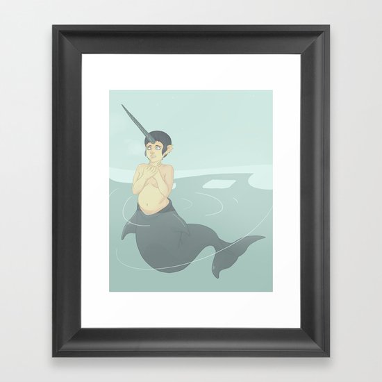 Narwhal Mermaid Framed Art Print