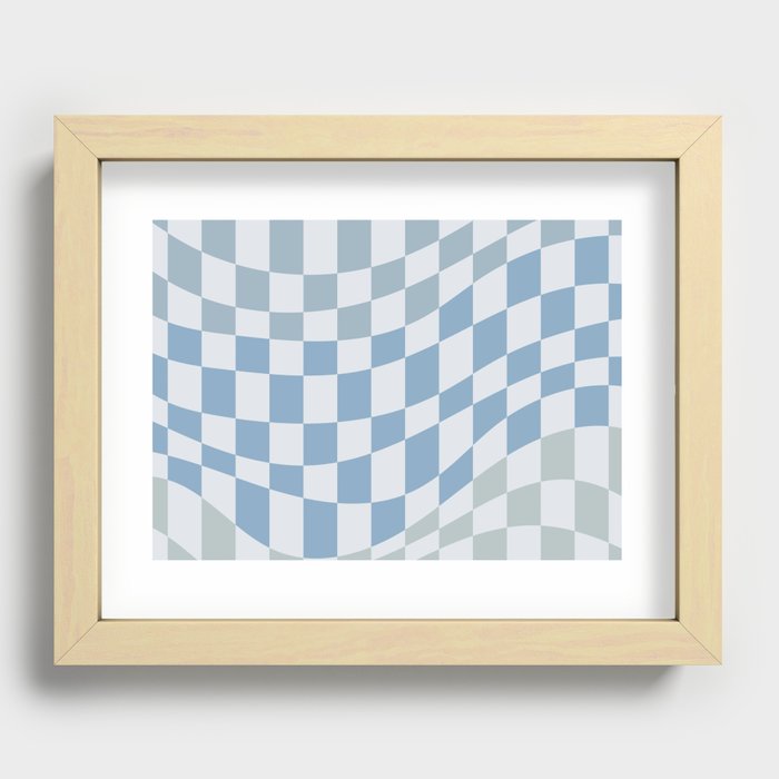 Soft blue wavy checked Recessed Framed Print