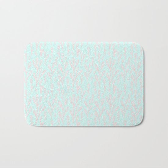 Merry christmas- abstract winter pattern with pink branch and snow Bath Mat