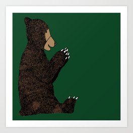 happy bear (green background) Art Print