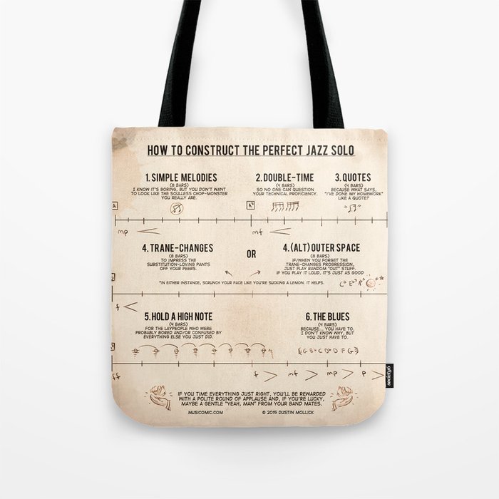 How to construct the perfect jazz solo Tote Bag by Musicomic