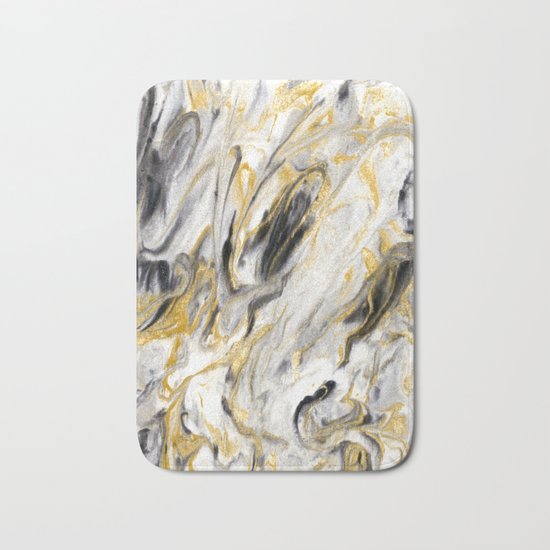 Black and Gold Marble Bath Mat