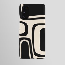 Palm Springs - Midcentury Modern Abstract Pattern in Black and Almond Cream  Android Case