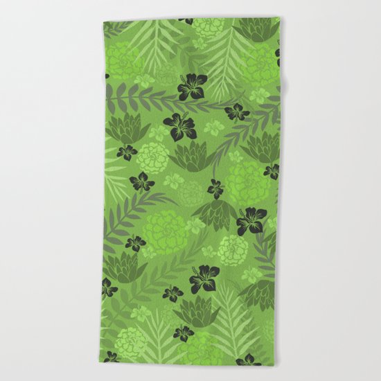 Greenery Floral Beach Towel