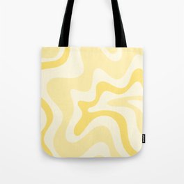 Retro Liquid Swirl Abstract Square in Soft Pale Pastel Yellow Tote Bag