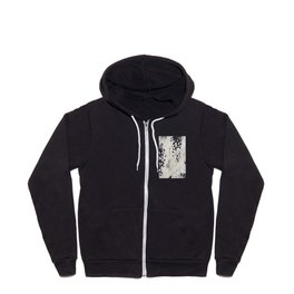 Grey and White Abstract with Black Texture: Scribble Series 02 Zip Hoodie
