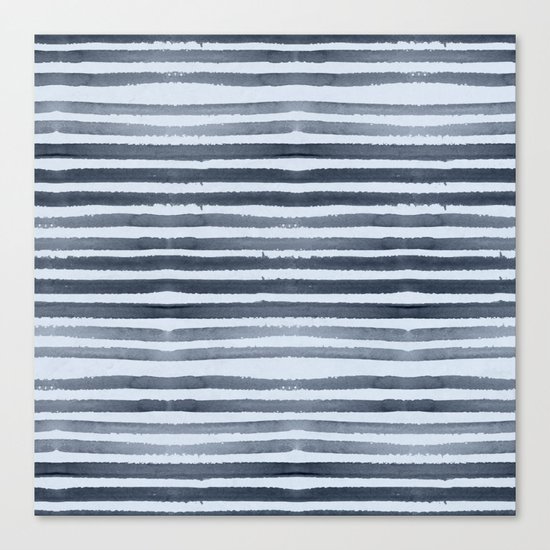 Simply Shibori Stripes Indigo Blue on Sky Blue Canvas Print