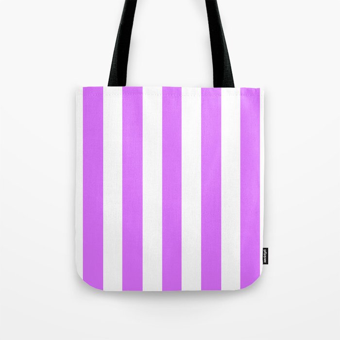 Heliotrope violet - solid color - white vertical lines pattern Tote Bag