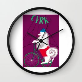 1965 POLAND Cyrk Samoyed Dog Cycling Circus Poster Wall Clock