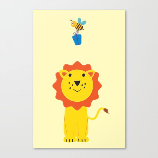 Lion and bee Canvas Print