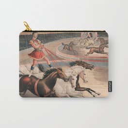 Standing Horseback Riders - Vintage Chromolithograph Carry-All Pouch | Circus, Mare, Nag, Horseracing, Americancircus, Vintagebroadside, Weird, Uscircus, Pony, Vintage 