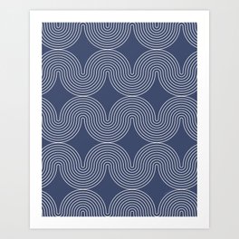 Abstract Arch Pattern, Navy Royal Blue Art Print