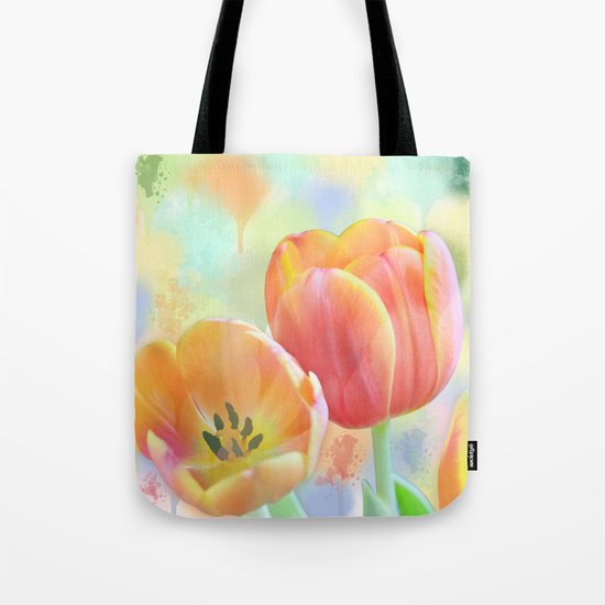 Pastel Painterly Tulips Tote Bag