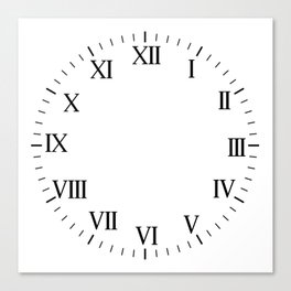 White Clock with black Roman Numbers : Roman Clock Canvas Print