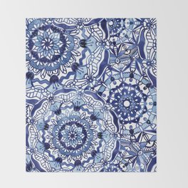 Delft Throw Blankets Society6 Delft Blue Mandalas Throw Blanket