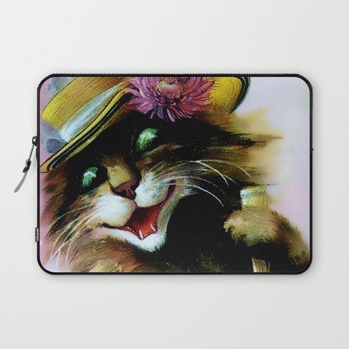 “Cat with Umbrella” by Maurice Boulanger Laptop Sleeve