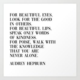 audrey hepburn quote Art Print