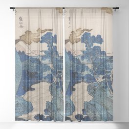 Cottages On Cliffs Traditional Japanese Landscape Sheer Curtain