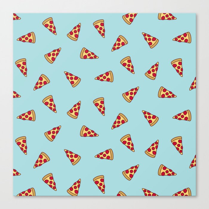 Pizza Slice Pattern (light aqua blue) Canvas Print