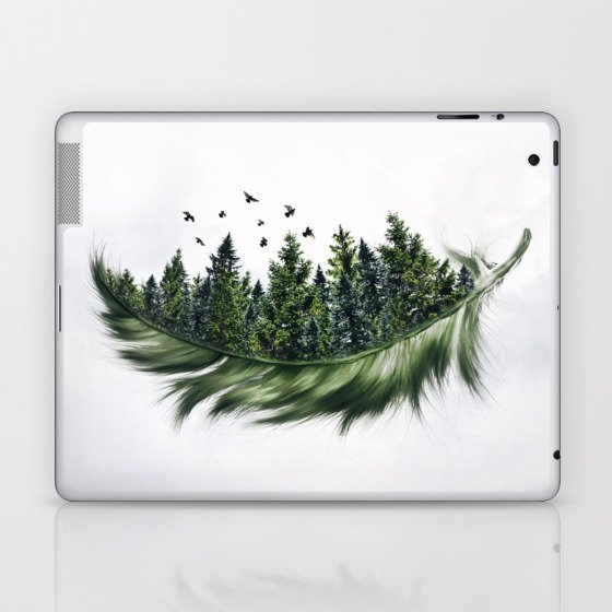 Earth Feather • Green Feather I Laptop & iPad Skin