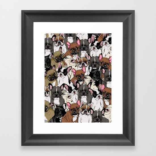 Social Frenchies Framed Art Print