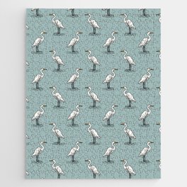 egrets - dusty blue Jigsaw Puzzle
